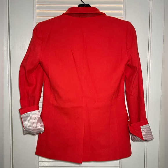 J.Crew Regent Orange Red Wool Blazer Size 00 - Picture 2 of 6